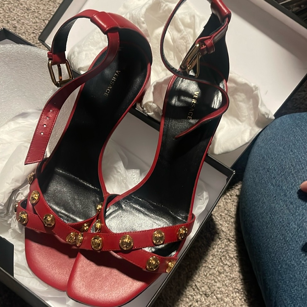 Versace block heel